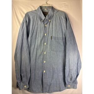 Armani Jeans Denim Shirt Men's Size L Blue Long Sleeve Misura Made In USA VTG